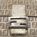 FENDI Zucchino Canvas Shoulder Bag Silver83685