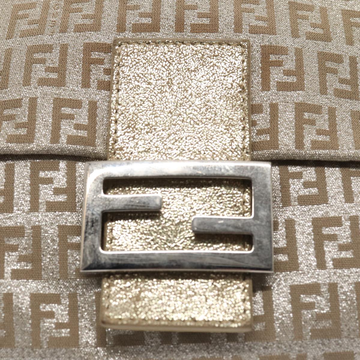 FENDI Zucchino Canvas Shoulder Bag Silver83685