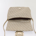 FENDI Zucchino Canvas Shoulder Bag Silver83685