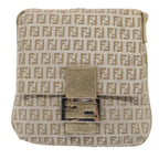 FENDI Zucchino Canvas Shoulder Bag Silver83685