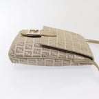 FENDI Zucchino Canvas Shoulder Bag Silver83685