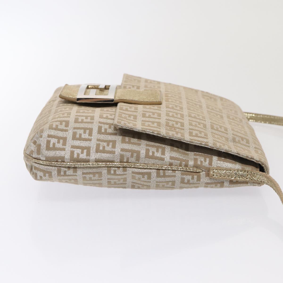 FENDI Zucchino Canvas Shoulder Bag Silver83685