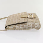 FENDI Zucchino Canvas Shoulder Bag Silver83685