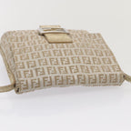 FENDI Zucchino Canvas Shoulder Bag Silver83685