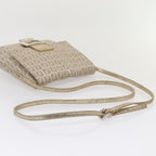 FENDI Zucchino Canvas Shoulder Bag Silver83685