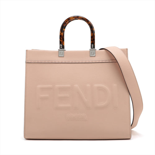 Fendi Sunshine Leather 2WAY Handbag Pink Beige 8BH386