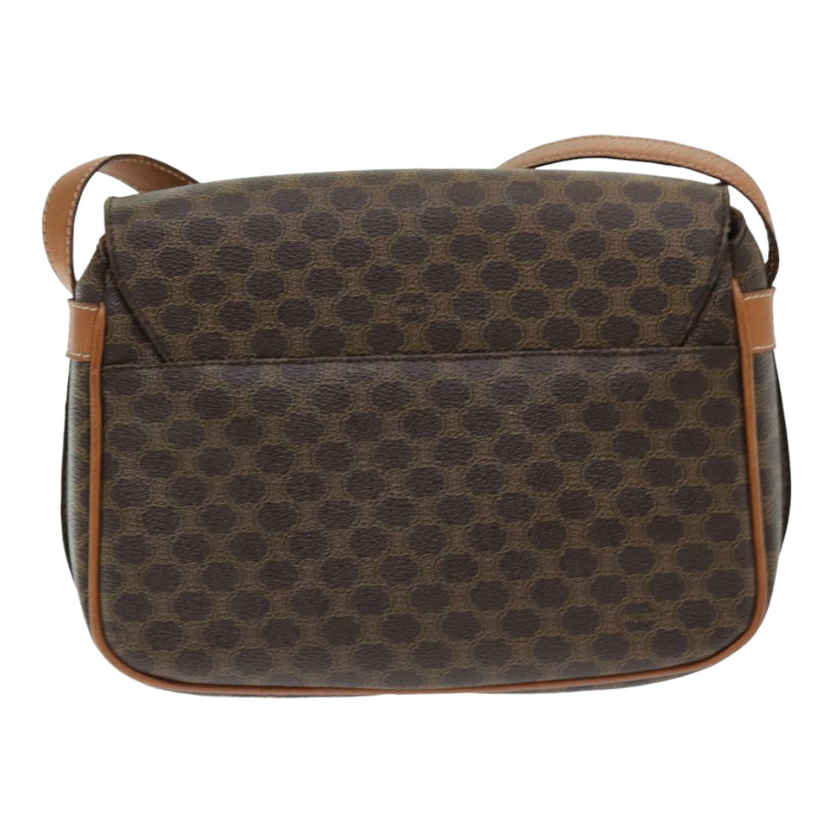 CELINE Macadam Canvas Shoulder Bag PVC Leather Brown Auth 83742