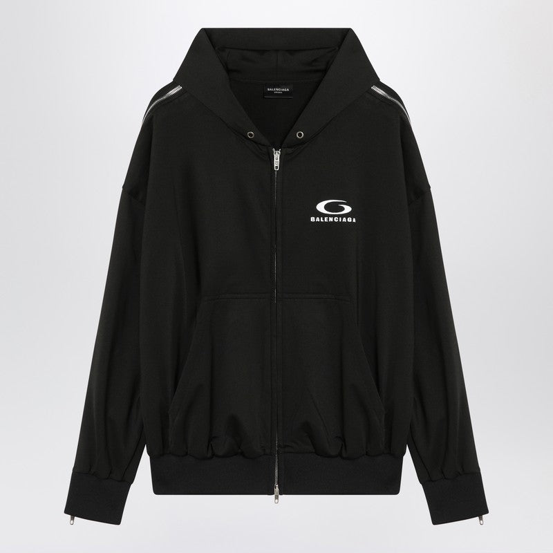 Balenciaga Black Zip-Up Sweatshirt Loop Sports Icon Women