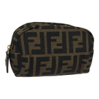 FENDI Zucca Canvas Pouch Black Brown83766