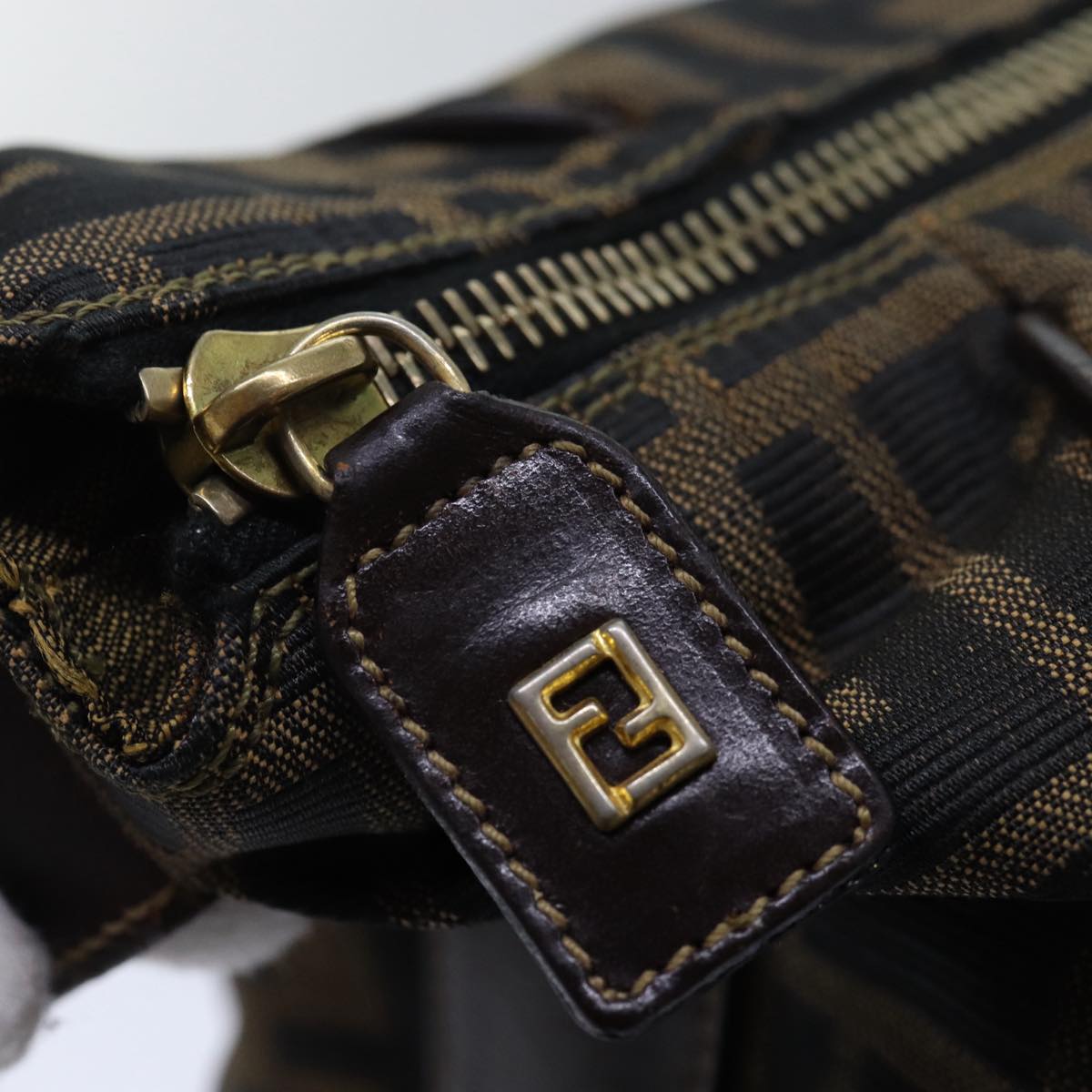 FENDI Zucca Canvas Vanity Hand Bag Brown83809