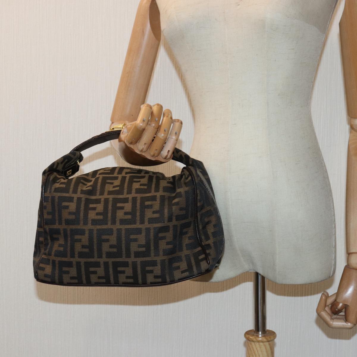 FENDI Zucca Canvas Vanity Hand Bag Brown83809