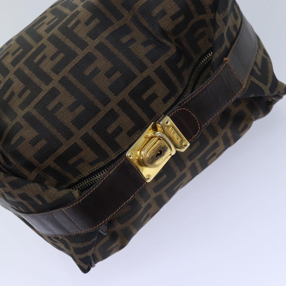 FENDI Zucca Canvas Vanity Hand Bag Brown83809