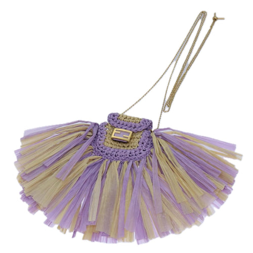 FENDI Airpods pouch Pico Bucket Raffia Beige Purple83833