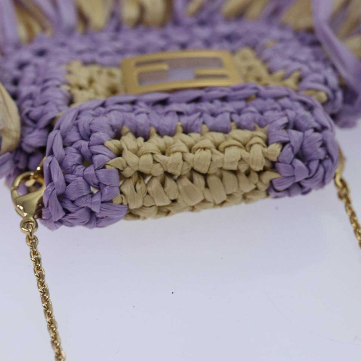 FENDI Airpods pouch Pico Bucket Raffia Beige Purple83833