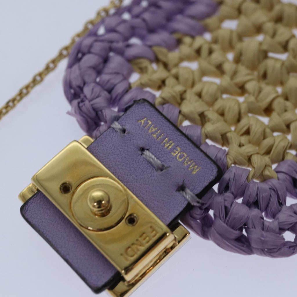 FENDI Airpods pouch Pico Bucket Raffia Beige Purple83833