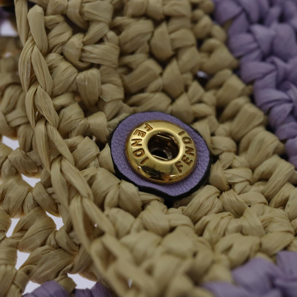 FENDI Airpods pouch Pico Bucket Raffia Beige Purple83833