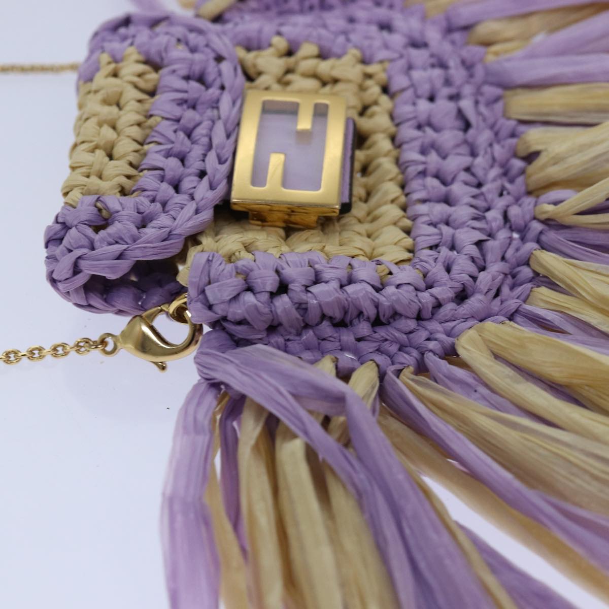 FENDI Airpods pouch Pico Bucket Raffia Beige Purple83833