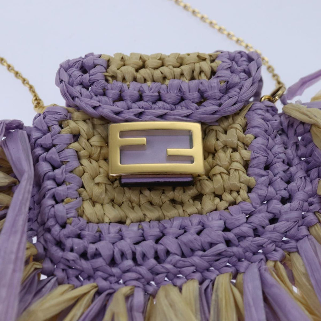 FENDI Airpods pouch Pico Bucket Raffia Beige Purple83833