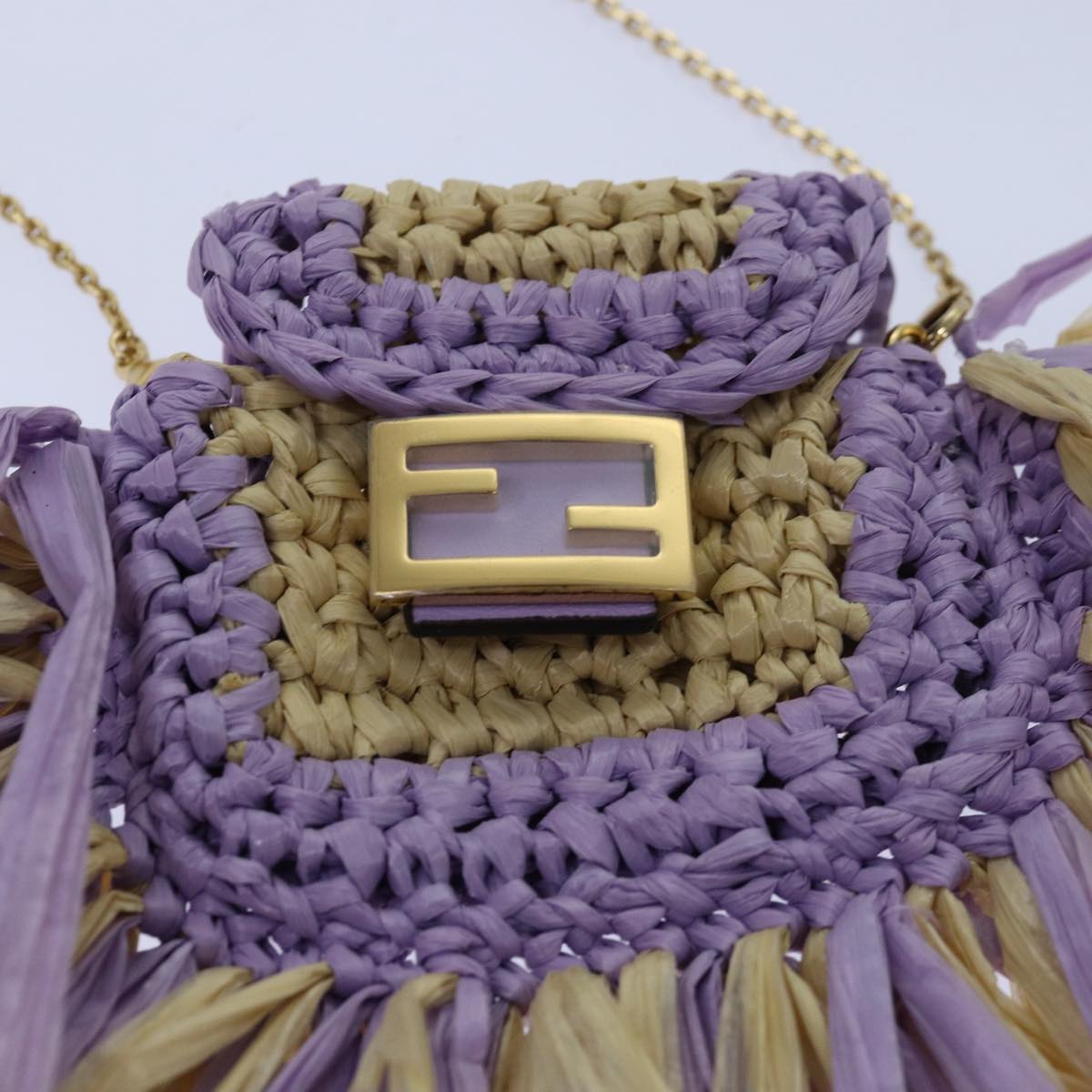 FENDI Airpods pouch Pico Bucket Raffia Beige Purple83833