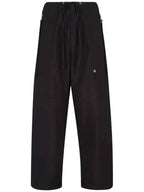 Fendi logo patch drawstring straight pants black