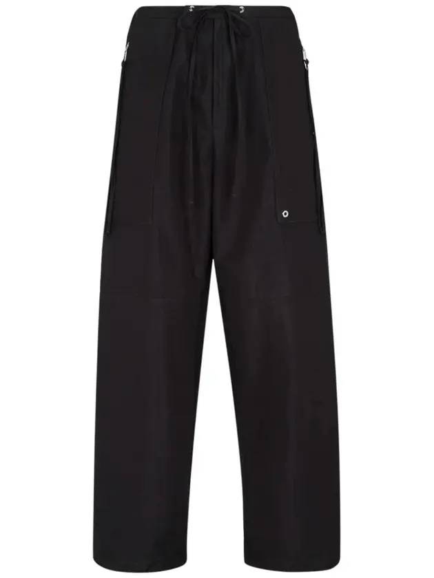 Fendi logo patch drawstring straight pants black