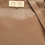 Fendi Brown Leather Medium Peekaboo Top Handle Bag..