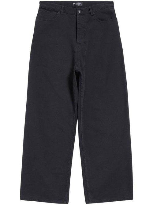 Balenciaga Logo Patch Loose Fit Baggy Jeans Black