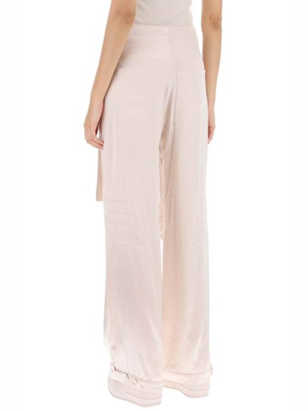 Fendi Women's Viscose Shiny Cargo Straight Pants Beige