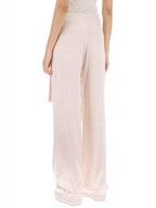 Fendi Women's Viscose Shiny Cargo Straight Pants Beige