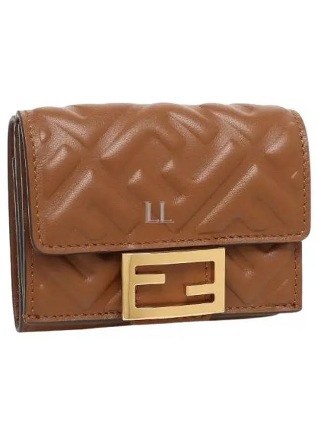 Fendi FF Baguette Flap Card Half Wallet Brown