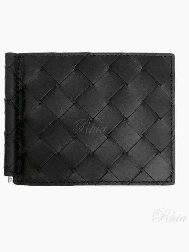 Bottega Veneta Intrecciato Money Clip Half Wallet Black