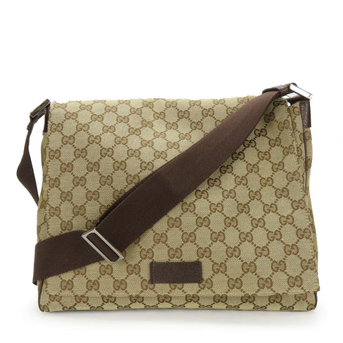 Gucci GG Canvas Leather Shoulder Bag 146236