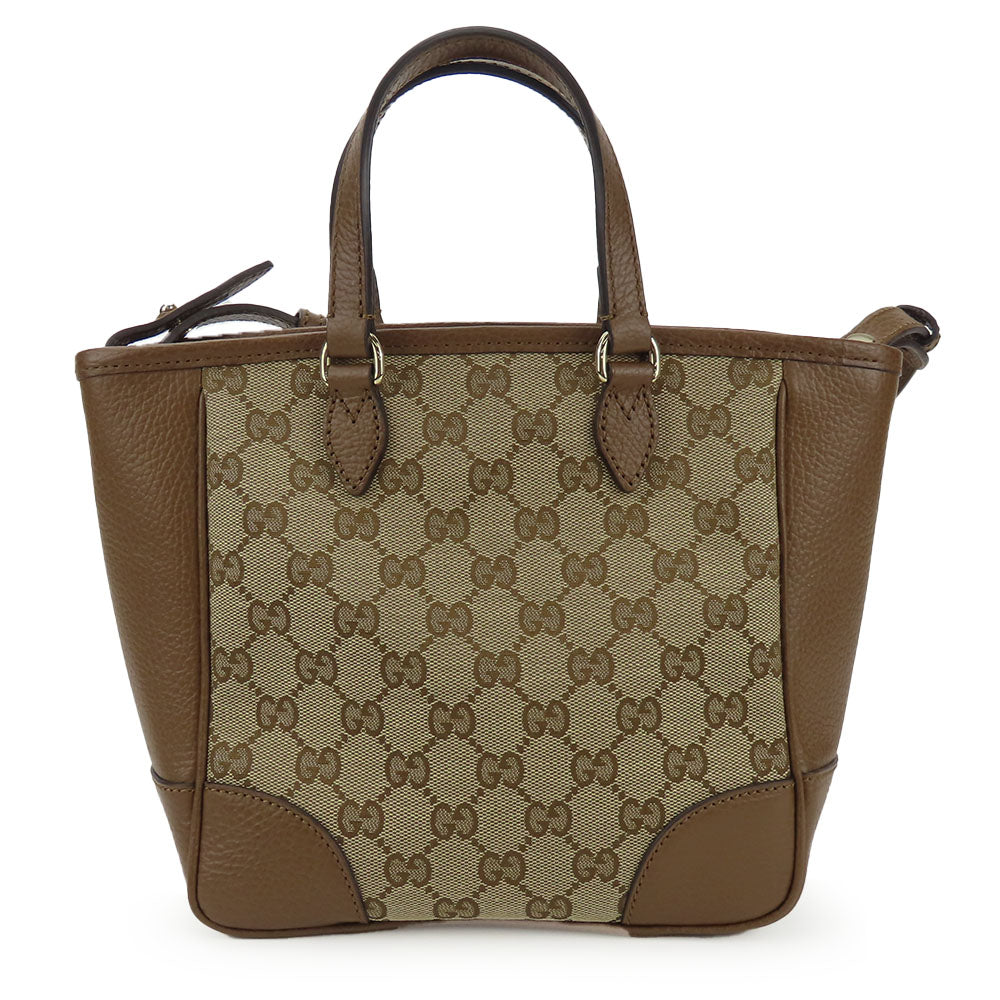 GUCCI 2WAY Handbag Leather GG Canvas