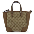 GUCCI 2WAY Handbag Leather GG Canvas