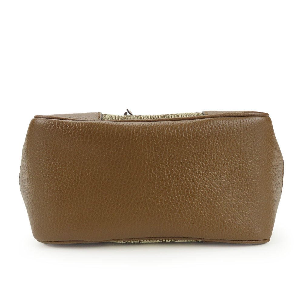 GUCCI 2WAY Handbag Leather GG Canvas