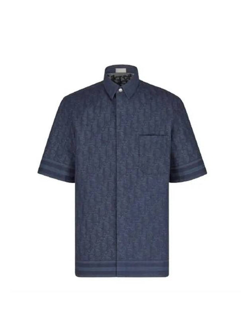 Oblique Denim Short Sleeve Shirt Deep Blue Dior