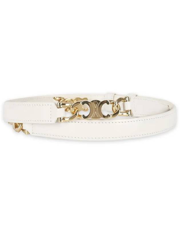 CELINE Small Gourmet Triomphe Leather Belt White