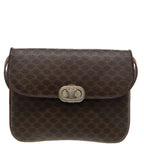 CELINE Macadam Canvas Shoulder Bag PVC Leather Brown Auth 84209