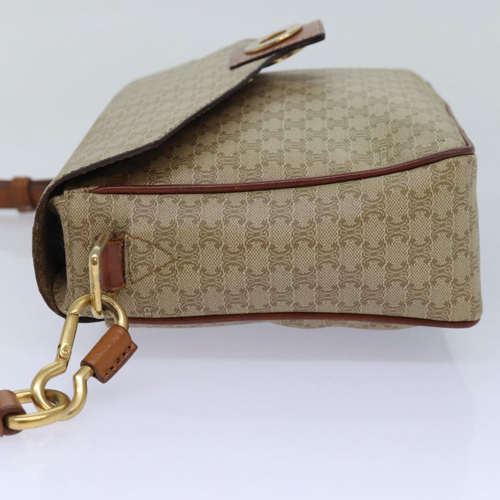 CELINE Macadam Canvas Shoulder Bag Beige Auth 84210