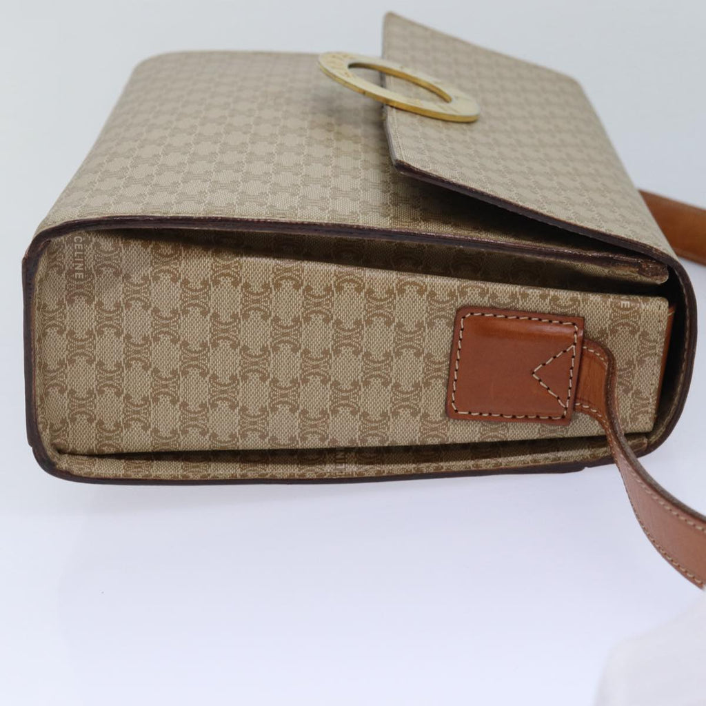 CELINE Macadam Canvas Shoulder Bag Beige Auth 84211