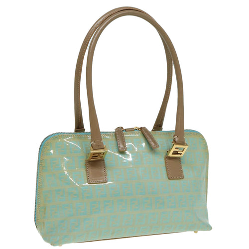 FENDI Zucchino Canvas Shoulder Bag Enamel Peppermint84217