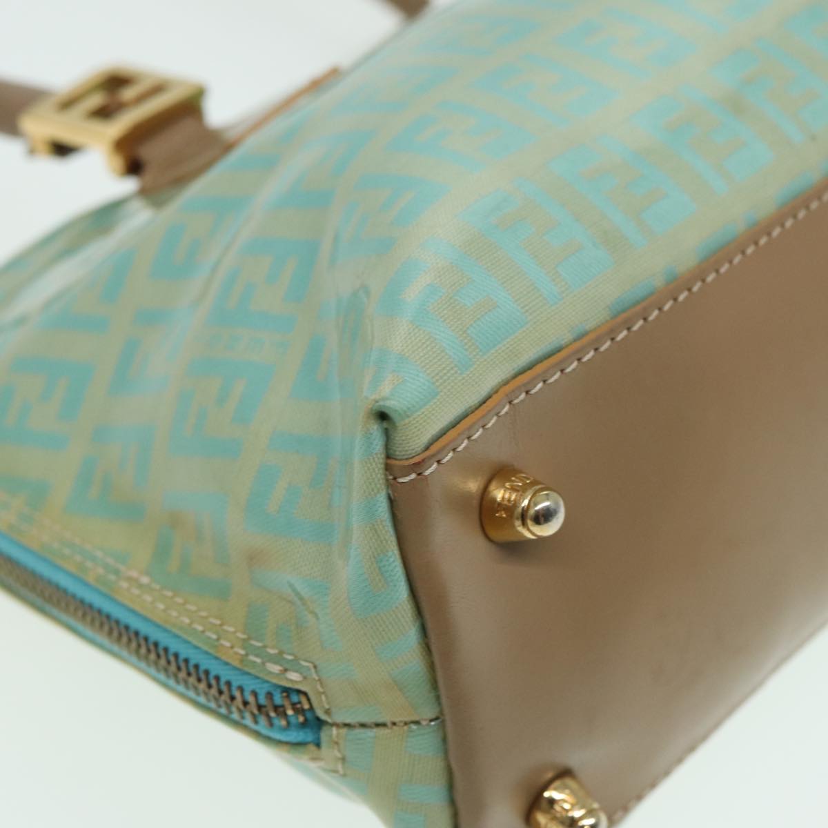 FENDI Zucchino Canvas Shoulder Bag Enamel Peppermint84217