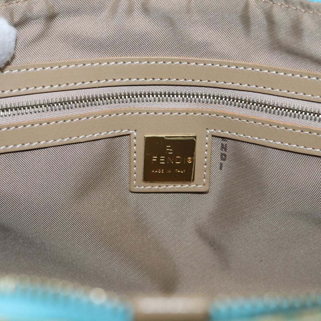 FENDI Zucchino Canvas Shoulder Bag Enamel Peppermint84217