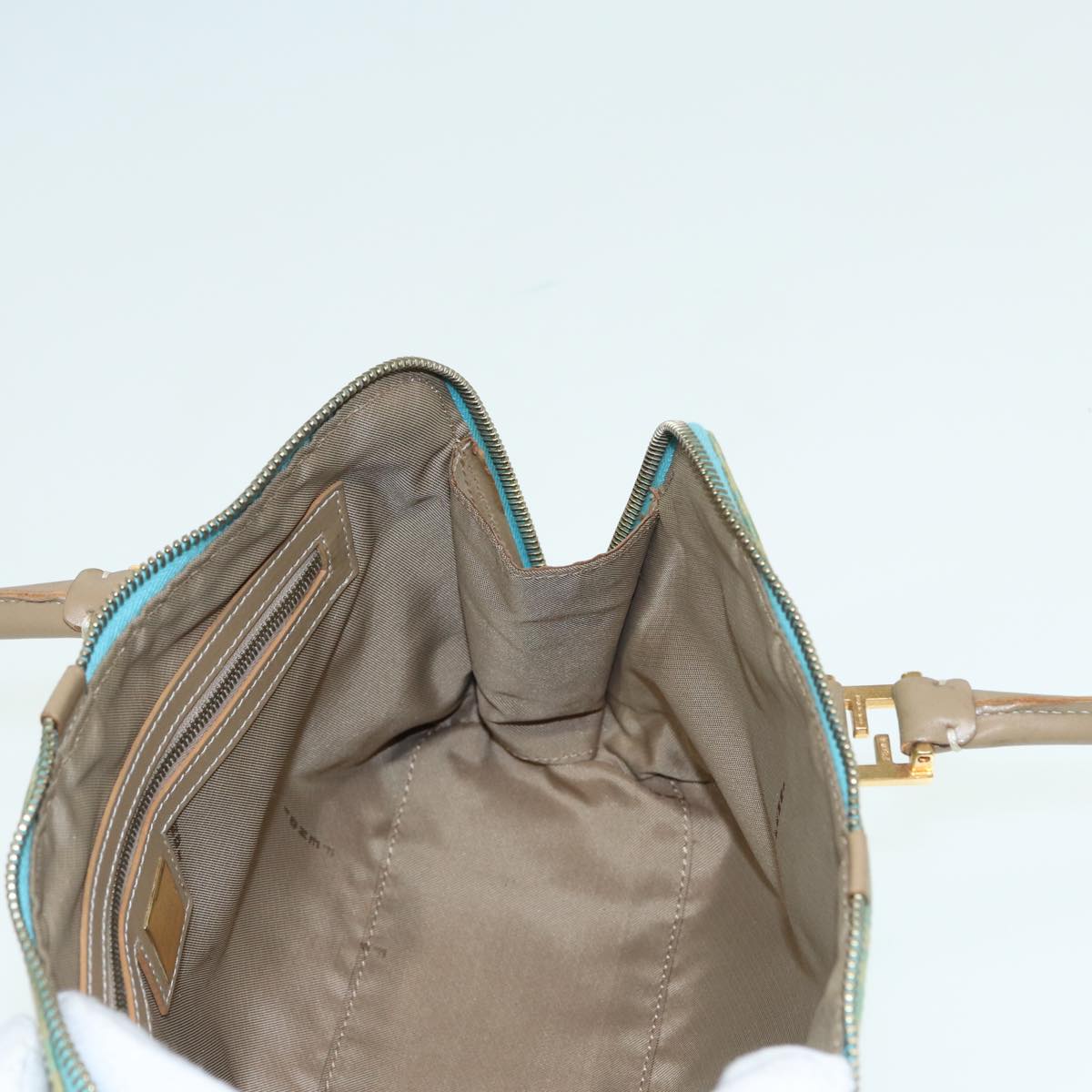 FENDI Zucchino Canvas Shoulder Bag Enamel Peppermint84217