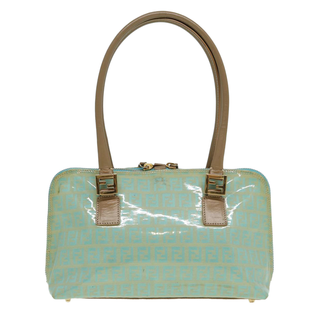 FENDI Zucchino Canvas Shoulder Bag Enamel Peppermint84217