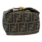 FENDI Zucca Canvas Vanity Pouch Brown Black84312