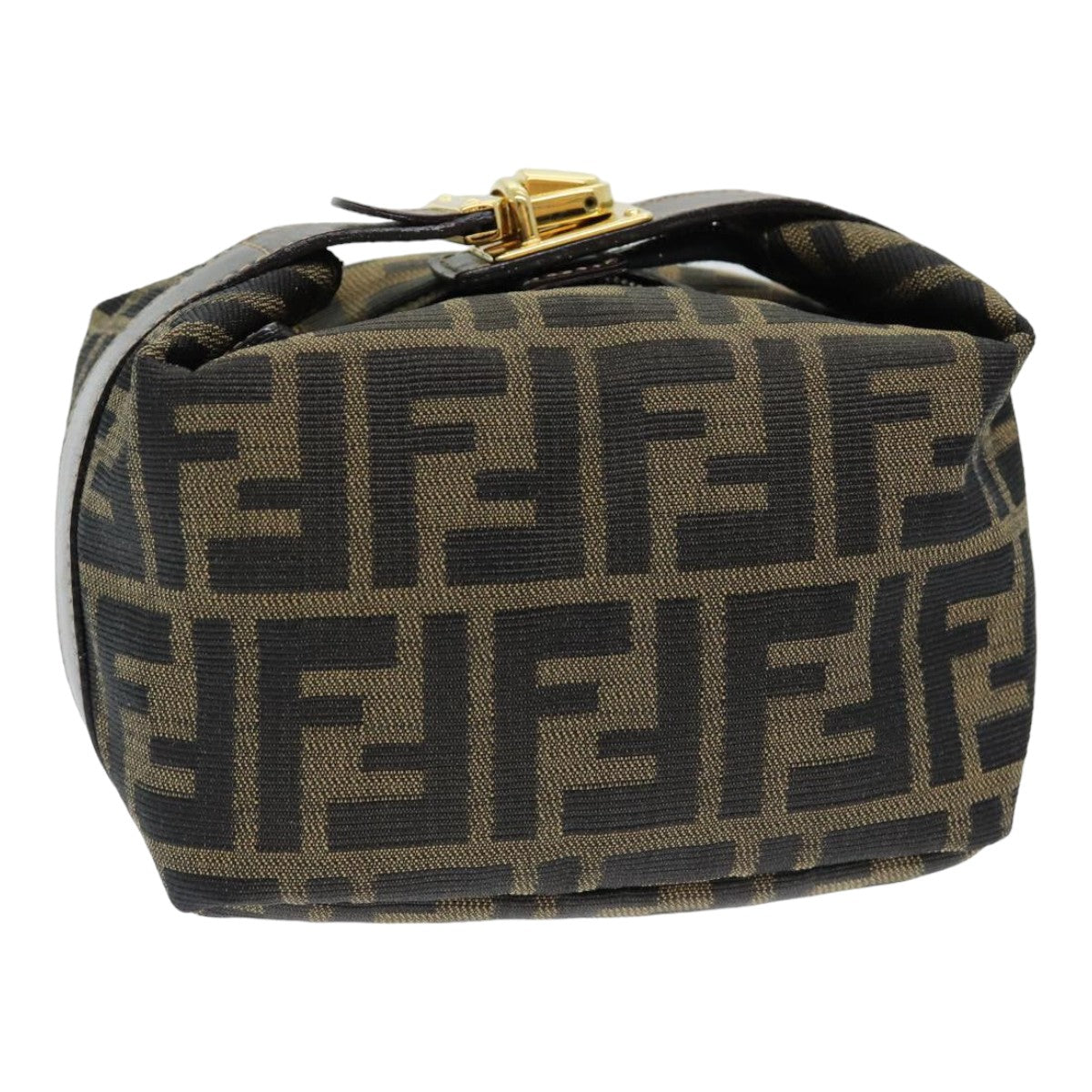 FENDI Zucca Canvas Vanity Pouch Brown Black84312