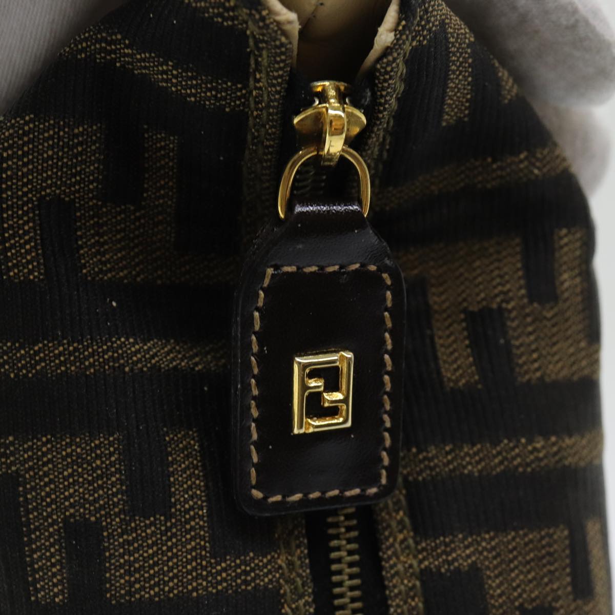 FENDI Zucca Canvas Vanity Pouch Brown Black84312