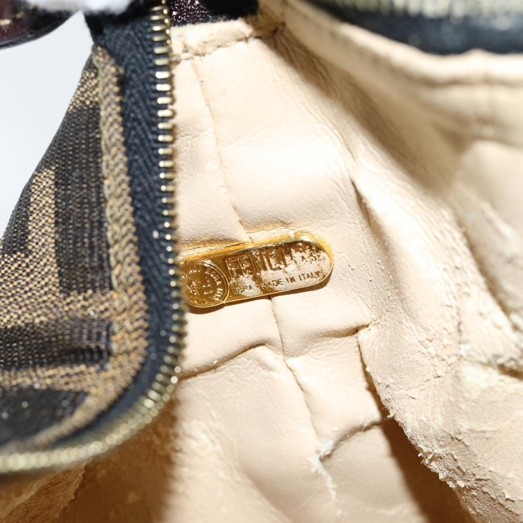 FENDI Zucca Canvas Vanity Pouch Brown Black84312