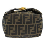 FENDI Zucca Canvas Vanity Pouch Brown Black84312